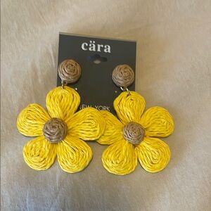 Cara Couture Yellow and Brown Flower Earrings
